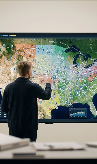 Federal analyst reviewing geospatial intelligence